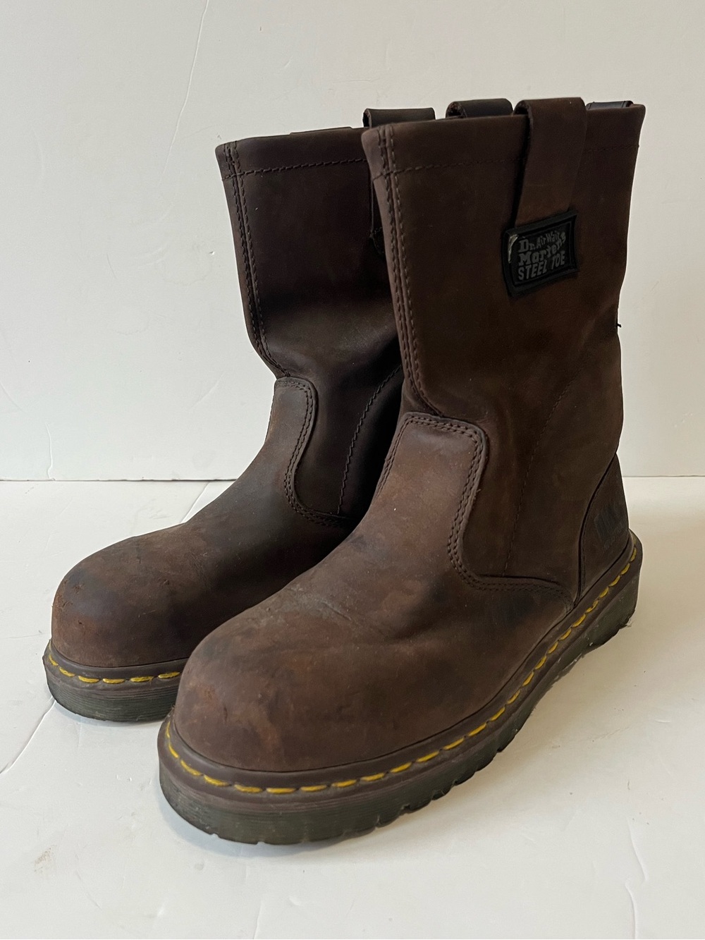 Dr. Martens dark brown leather Steel Toe Work Boots size men 6 /women 7